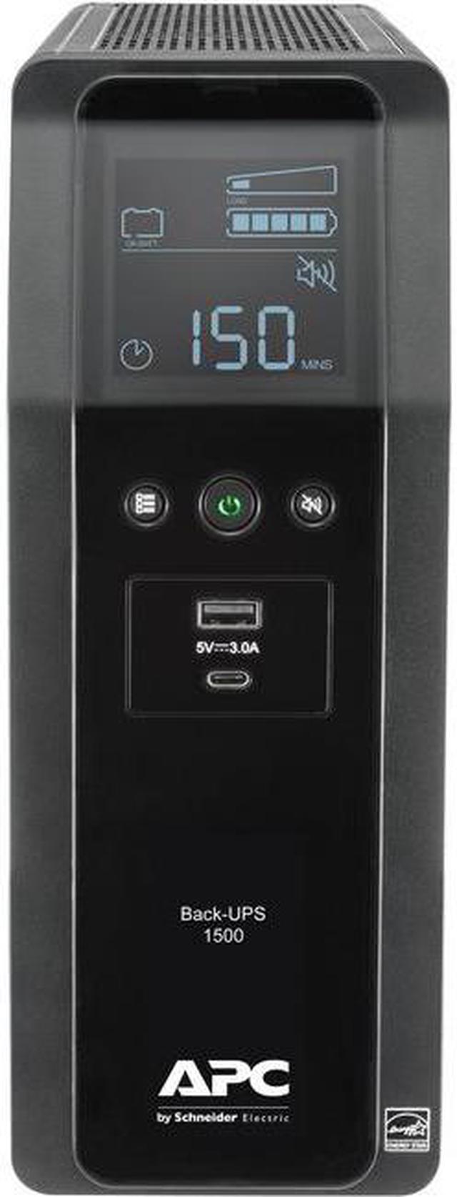 Alt view image 10 of 11 - APC BN1500M2 Back-UPS Pro, 1500VA, Tower, 120V, 10 NEMA 5-15R outlets, LCD, 1 USB Type C + 1 USB Type A ports - External - 16 Hour Recharge - 3.10 Minute Stand-by - 120 V Input - 120 V AC Output