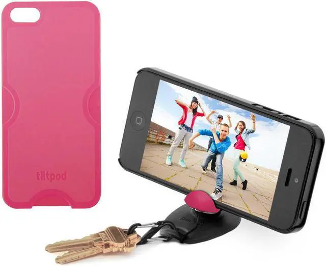 Main image of Tiltpod 4-in-1 Camera Tripod Phone Case Keychain Stand for iPhone 5 Pink