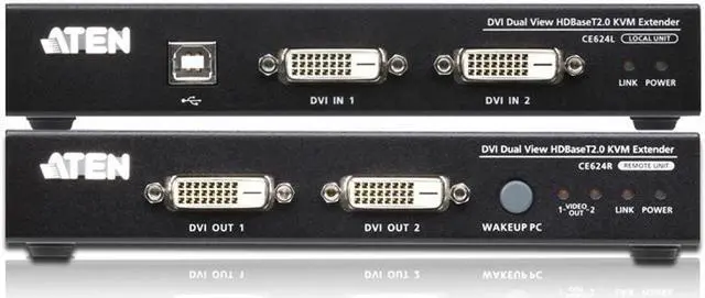 Alt view image 2 of 6 - ATEN USB DVI Dual View HDBaseT 2.0 KVM Extender 1920 x 1200 @100 m-TAA Compliant