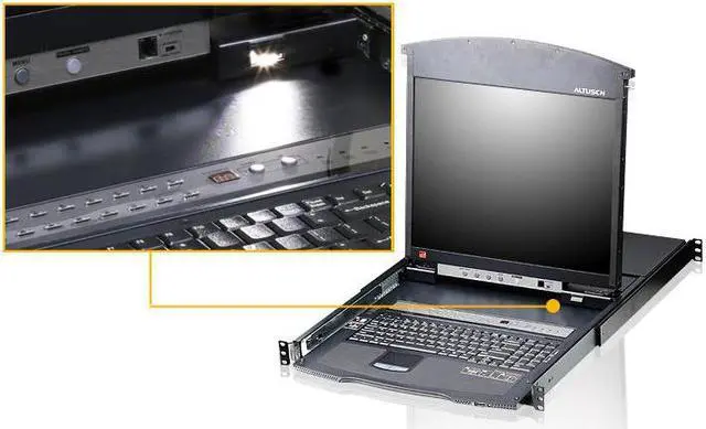 Alt view image 8 of 13 - Aten 8-Port Slideaway 19in. Single Rail LCD KVM Switch