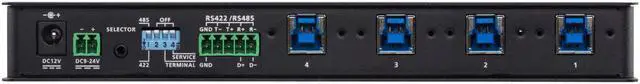 Alt view image 4 of 16 - Aten - US3344I - Aten 4 x 4 USB 3.1 Gen 1 Industrial Hub Switch - USB Type B - 4 USB Port(s) - 4 USB 3.1 Port(s) - Mac,