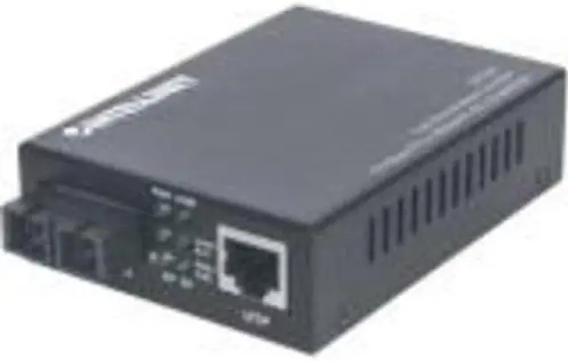 Alt view image 4 of 11 - Intellinet Fast Ethernet Single Mode Media Converter, 10/100Base-TX to 100Base-FX (SC) Single-Mode, Wavelength 1310 nm, 20 km (12.4 mi)