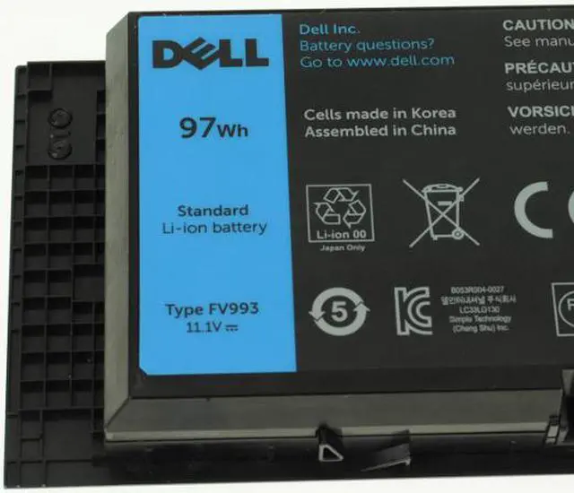 Alt view image 7 of 8 - Genuine Original Dell FV993 Battery - Dell Precision M4600 M4700 M6600 M6700, 11.1V 90Wh 9 Cell Battery