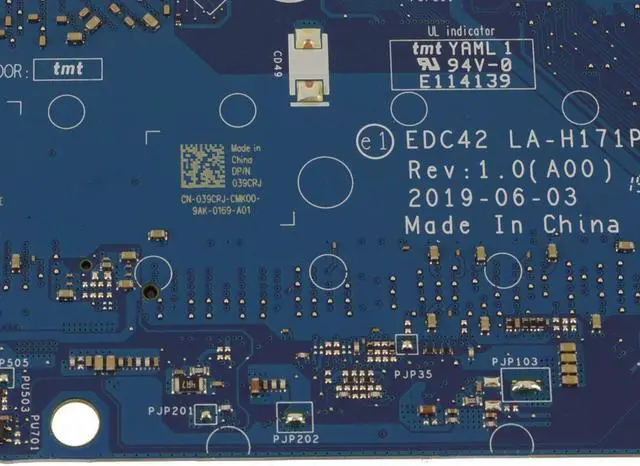 Alt view image 3 of 5 - Dell 39CRJ LA-H171P Motherboard for Latitude 5401 - Intel Core i5-9400H (SRFDM) - 2.5GHz - DDR4 SDRAM