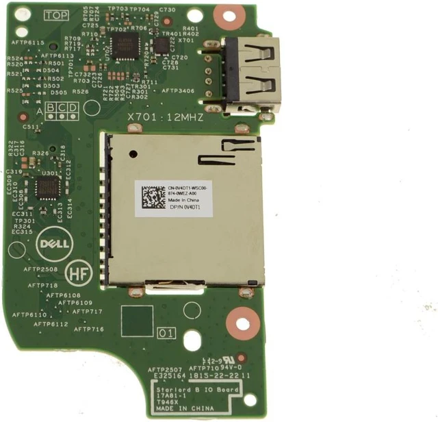 Alt view image 2 of 6 - Dell OEM Inspiron 7375 2-in-1 USB SD Card Reader IO Circuit Board V4DT1