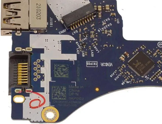 Alt view image 3 of 3 - OEM Alienware m15 R4 Left Side Network RJ-45 USB Audio Port IO Circuit  KP0CJ