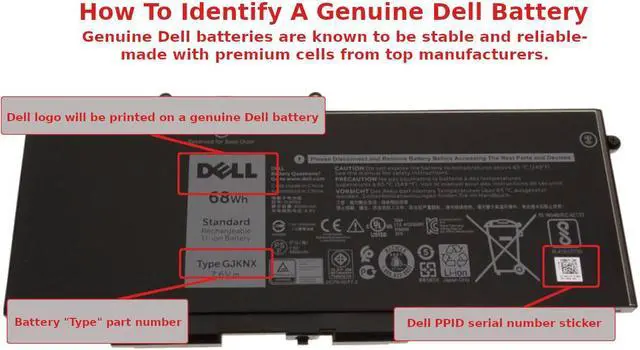 Alt view image 12 of 12 - New  Dell OEM Original Latitude 5480 5580 5280 4-Cell 68Wh Laptop Battery GJKNX