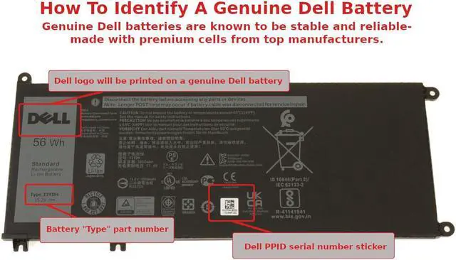 Alt view image 10 of 10 - Dell OEM Original Inspiron 7778 7779 Inspiron 7570/7573 56Wh Battery 33YDH