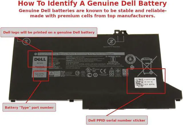 Alt view image 6 of 6 - Dell Latitude 5300 7300 7400 OEM Original Latitude 3-Cell 42Wh Battery 0G74G