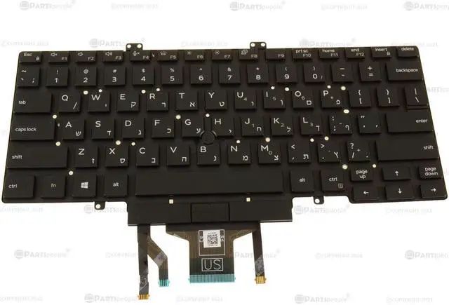 Main image of New Hebrew Dell OEM Latitude 5400 Backlit Laptop Keyboard Dual Point 3T97G