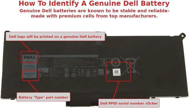 Alt view image 16 of 17 - New  Dell OEM Original Latitude 7480 7280 4-Cell 60Wh Laptop Battery F3YGT