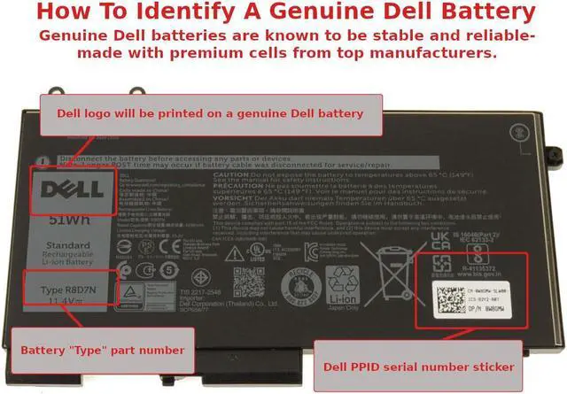 Alt view image 3 of 6 - Dell OEM Original Latitude 5400 5401 5500 Precision 3540 3-Cell Battery R8D7N