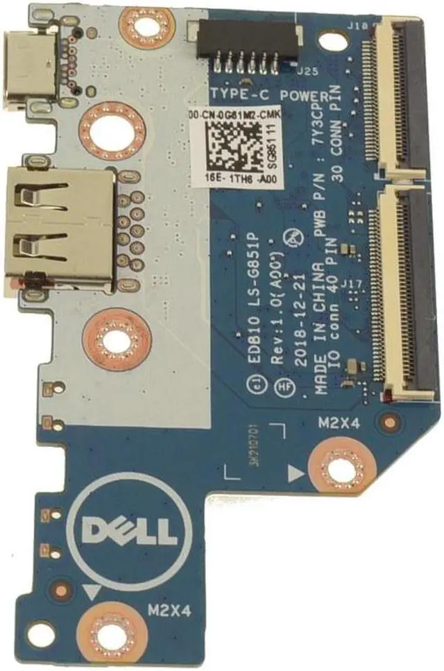 Alt view image 3 of 3 - Dell OEM Chromebook 3100 Laptop Right-Side USB Ports IO Circuit Board G61M2