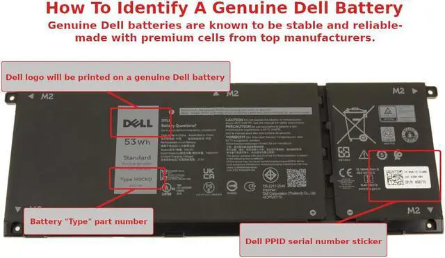 Alt view image 7 of 9 - Dell OEM Original Inspiron 5402 5502 Latitude 3510 4-Cell 53Wh Battery H5CKD
