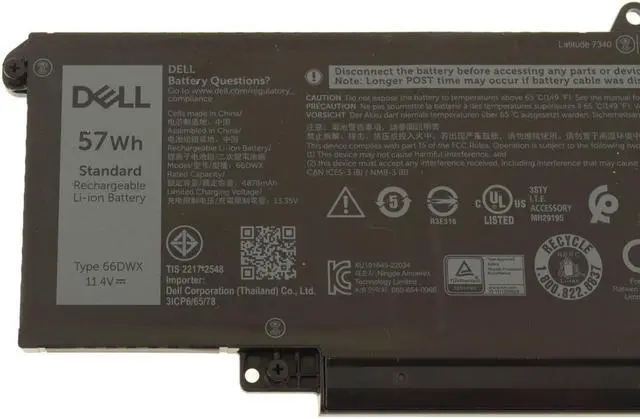 Alt view image 3 of 5 - New  Dell OEM Original Latitude 7440 7340 7640 57Wh 3-cell Laptop Battery 66DWX