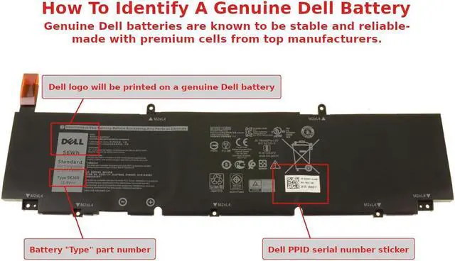 Alt view image 6 of 6 - Dell OEM Original Precision 5750 5760 XPS 9700 9710 3-Cell 56Wh Battery 5XJ6R