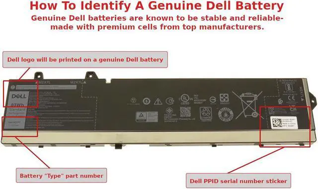 Alt view image 6 of 6 - Dell OEM Original Precision 7770 7670 7780 7680 6-Cell 83Wh Battery RCVVT