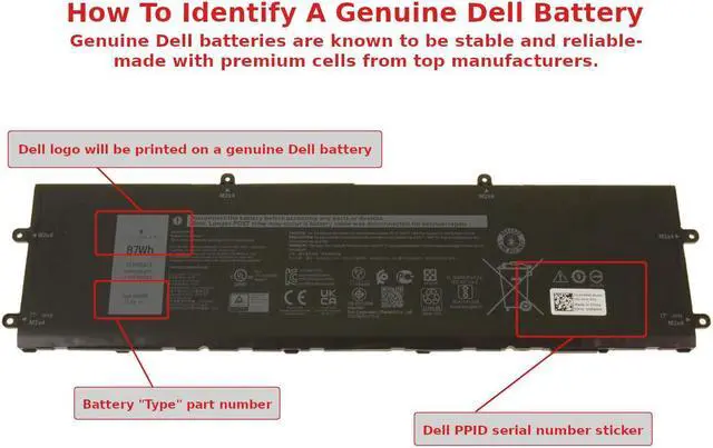 Alt view image 7 of 7 - Dell OEM Original Alienware X15 R1 R2 X17 R1 R2 87Wh 6-cell Laptop Battery DWVRR