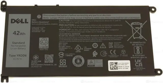 Main image of New Dell Genuine OEM Chromebook 3110 3120 42Wh 3-cell YRDD6 Laptop Battery YT39X