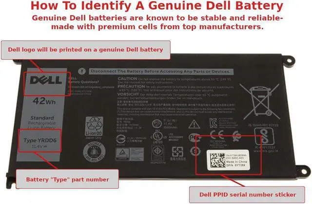 Alt view image 4 of 4 - New Dell Genuine OEM Chromebook 3110 3120 42Wh 3-cell YRDD6 Laptop Battery YT39X