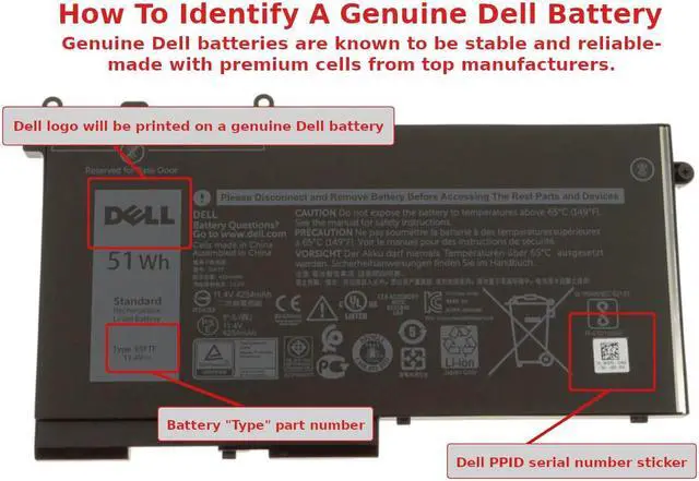 Alt view image 5 of 5 - New  Dell OEM Original Latitude 5580 5480 5280 3-Cell 51Wh Laptop Battery 93FTF