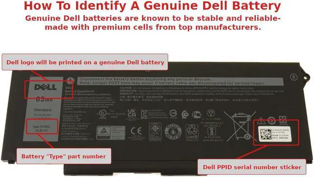 Alt view image 6 of 6 - Dell OEM Original Latitude 5420 5520 Precision 3560 4-Cell 63Wh Battery RJ40G