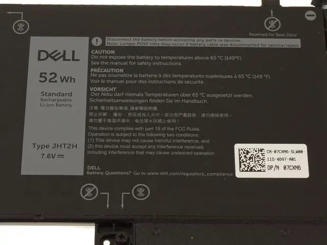 Alt view image 6 of 8 - New Original Dell JHT2H Latitude 7310 7410 2-in-1 Chromebook Enterprise 52Wh 4-cell Battery