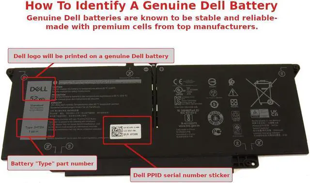 Alt view image 8 of 8 - New Original Dell JHT2H Latitude 7310 7410 2-in-1 Chromebook Enterprise 52Wh 4-cell Battery