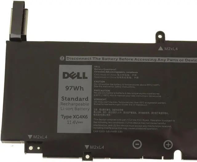 Alt view image 2 of 6 - Dell OEM Original Precision 5750 5760 XPS 9700 9710 6-Cell 97Wh Battery XG4K6