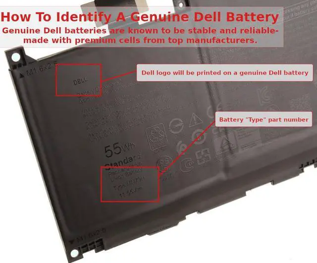 Alt view image 4 of 4 - Dell MN79H Replacement Battery For Dell XPS9320-7523BLK-PUS - 6-cell - Lithium-ion - 55 Watt-hour - 11.55 Volts