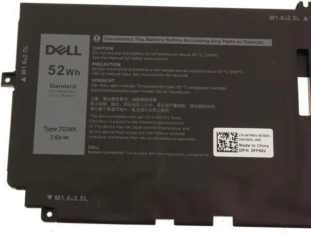 Alt view image 5 of 6 - New Dell Original XPS 9300 9310 Laptop 4-Cell 52Wh OEM Battery 722KK