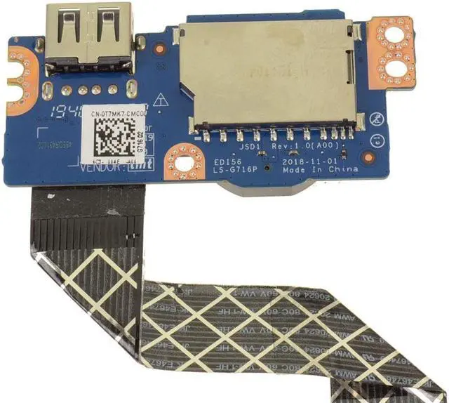 Alt view image 3 of 4 - Dell OEM Inspiron 3781 USB SD Card Reader IO Circuit Board T7MK7