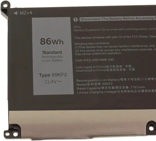 Alt view image 3 of 6 - Dell 69KF2 Replacement Laptop Battery for Select Dell Laptops - 86 Watt-Hour - 11.4 Volts - 6-Cell - Lithium-Ion