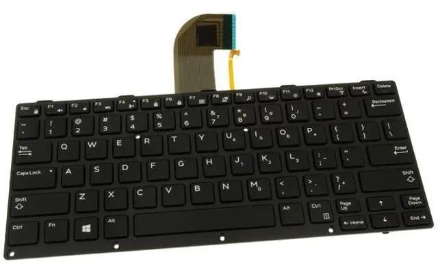 Alt view image 2 of 3 - Dell 186TV (Dell M14SSFRW) Laptop Keyboard - 82 Keys - Internal - Backlit - English-US QWERTY - Ribbon Cables - Black