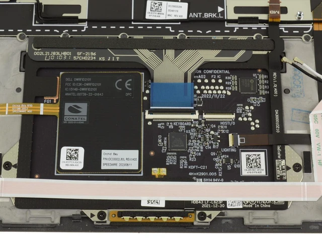 Alt view image 5 of 8 - Dell H7J9K Laptop Keyboard Assembly - 79 Keys - Backlit - US English - QWERTY - Palmrest