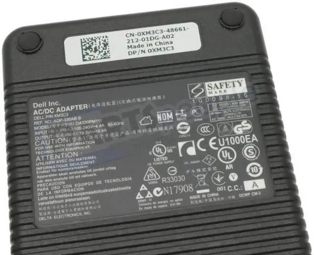 Alt view image 5 of 8 - 330 Watt Ac Adapter Charger w/ Power Cord for Dell Alienware M18x M18x R2 Laptops - Replaces XM3C3 DA330PM111