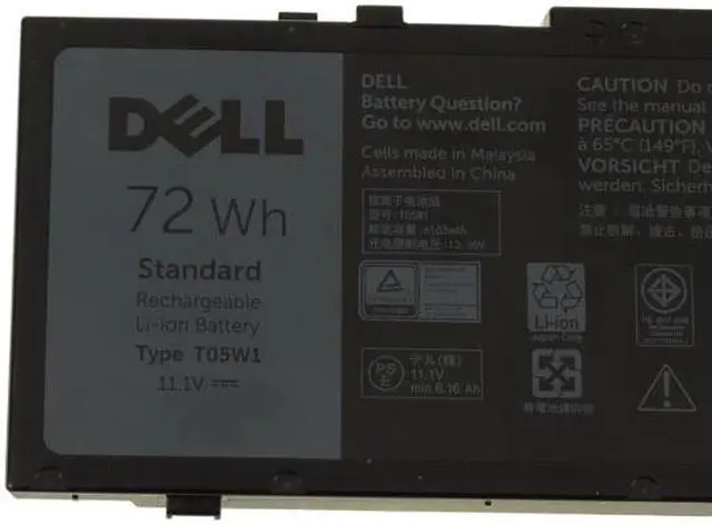 Alt view image 4 of 12 - New Dell Original Precision 7510 17 7710 6-cell 72Wh OEM Battery T05W1