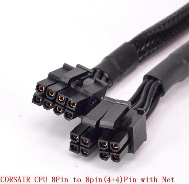 Alt view image 2 of 7 - CPU 8pin to 4+4pin Power supply Cable Braided Net Sleeved ATX 12V Durable 2x P4 to P8 for Corsair CX Series CX430M 500M 600M 750M CS Series CS450M 550M 650M 750M 850M