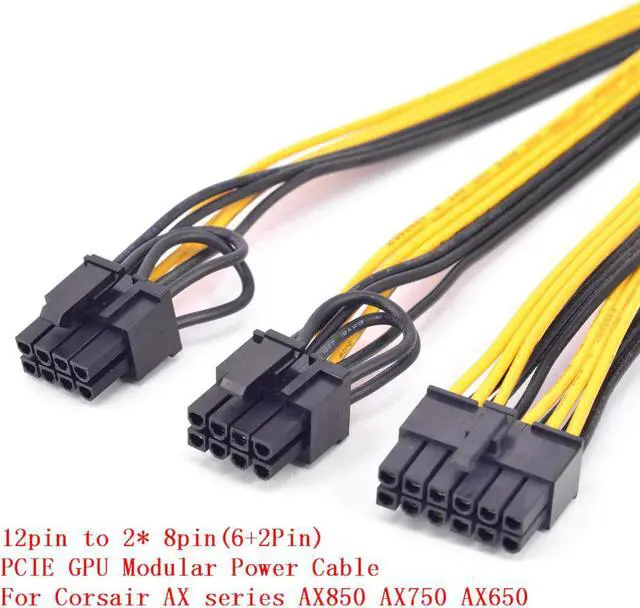 Alt view image 3 of 7 - 12pin to Dual 6+2Pin PCI express Power supply Cable 2 PCIe 8pin Multi-GPU Modular Power For Corsair AX series AX850 AX750 AX650
