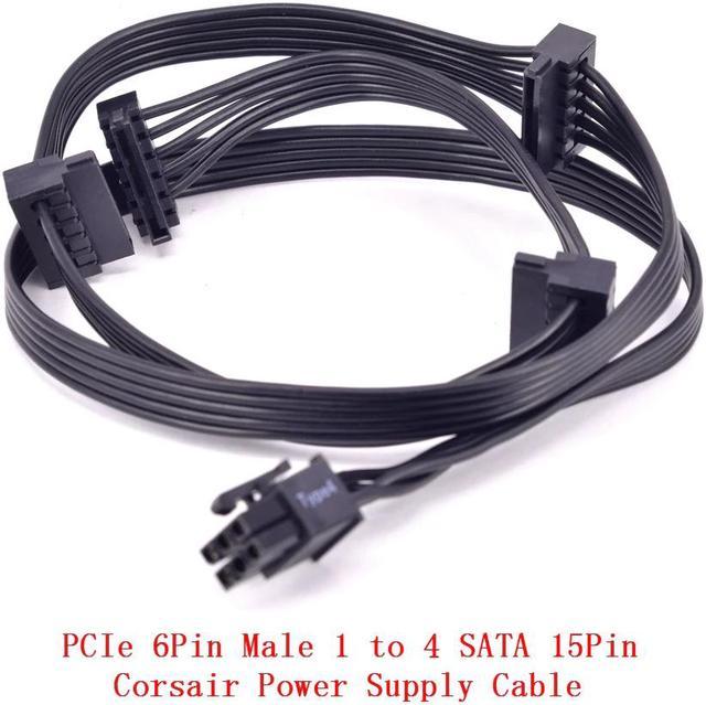 CORSAIR 6Pin Male 1 to 4 SATA 15Pin PCIe Power Supply Cable GPU Minning Cable for RMi SF CS CX HXi TX Serial PSU RM650X RM750X/850X/650i/750i SF450/600/750 CS450M/550M/650M/750M Internal Power Cables -