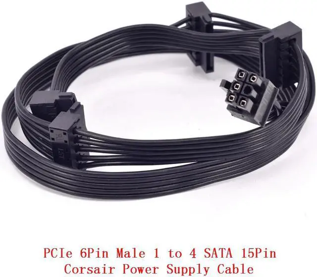 Alt view image 2 of 7 - PCIe GPU 6Pin Male 1 to 4 SATA 15Pin Power Supply Cable Minning Cable for CORSAIR RM HX AXi Serial PSU RM450 RM550 RM650 RM750 RM850 HX650 HX750 HX850 HX1200 AX760i AX860i AX1200i