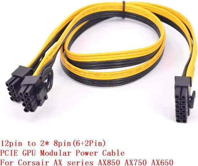 Alt view image 2 of 7 - 12pin to Dual 6+2Pin PCI express Power supply Cable 2 PCIe 8pin Multi-GPU Modular Power For Corsair AX series AX850 AX750 AX650
