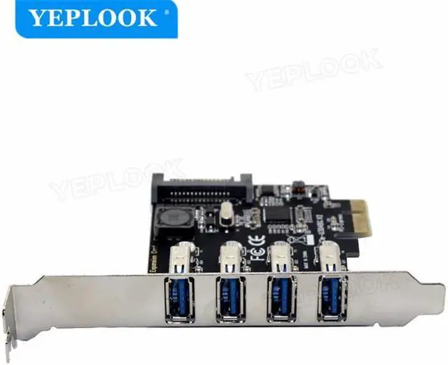 Alt view image 3 of 6 - PCI-E 4 Ports USB3.0 Adapter USB3.0 Expansion Card 5Gbps With SATA Power Port Support PCIe X1 X4 X8 X16 with Low Profile Bracket