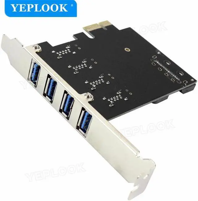 Alt view image 6 of 6 - PCI-E 4 Ports USB3.0 Adapter USB3.0 Expansion Card 5Gbps With SATA Power Port Support PCIe X1 X4 X8 X16 with Low Profile Bracket