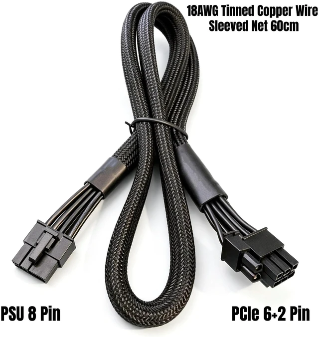 Alt view image 3 of 6 - YEPLOOK PCI-e Single 8Pin (6+2) GPU Power Cable for Seasonic VERTEX GX GOLD & PX PLATINUM Series 1200W, 1000W, 850W, 750W Modular Powers