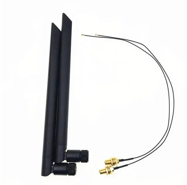 Main image of 2 x 6dBi Dual Band M.2 IPEX MHF4 U.fl RP-SMA Wifi Antenna Set for Intel AX200 AX201 9260 9560 8265 8260 7265 7260 NGFF M.2 Card
