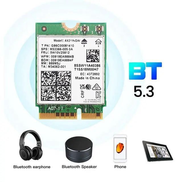 Alt view image 2 of 4 - YEPLOOK WiFi 6E AX211NGW Tri-Band 2.4G/5G/6Ghz Wireless Wifi Card Network Adapter for Intel AX211 BT5.2 M.2 KeyE CNVio for Win11 with 1x Antenna & 1x Cable Kit