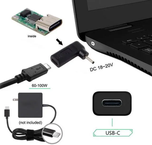 Alt view image 2 of 5 - Chenyang Cable USB 3.1 Type C USB-C to DC 20V 3.0*1.1mm Adapter PD Emulator Trigger 90 Degree Angled