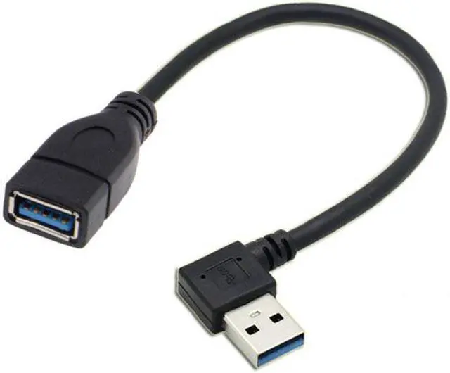 Main image of Cablecc Left Angled USB 3.0 Type-A Male to USB 3.0 Type-A Female Extension Cable 20cm 5Gbps 90 Degree