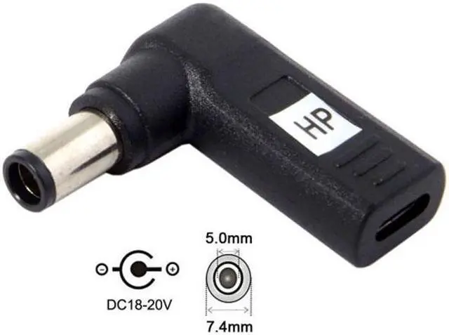 Main image of Cablecc CY UC-112-7450HP USB 3.1 Type C USB-C to DC 7.4*5.0mm HP Adapter PD Emulator Trigger 90 Degree Angled